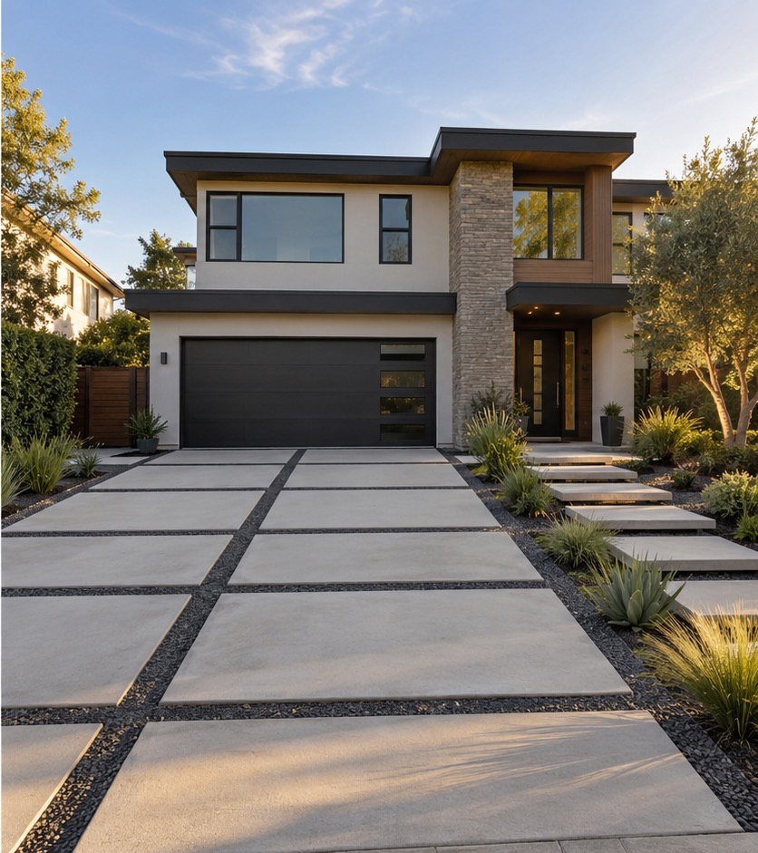 Concept rendering of a finished concrete driveway