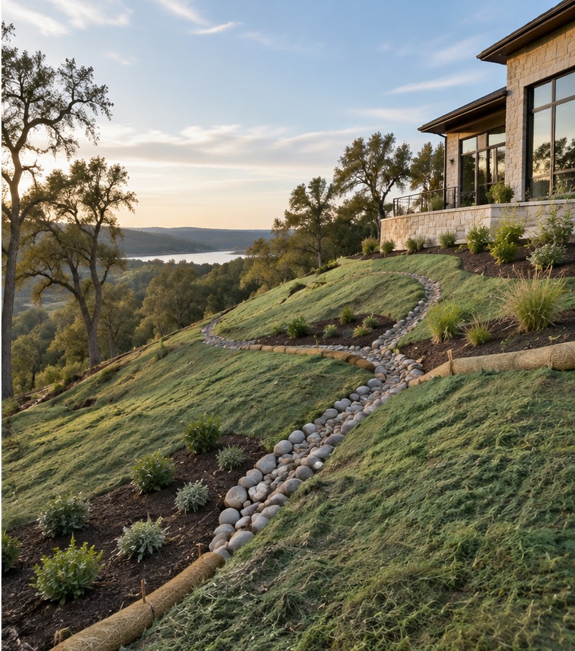 Concept rendering of a graded and planted slope