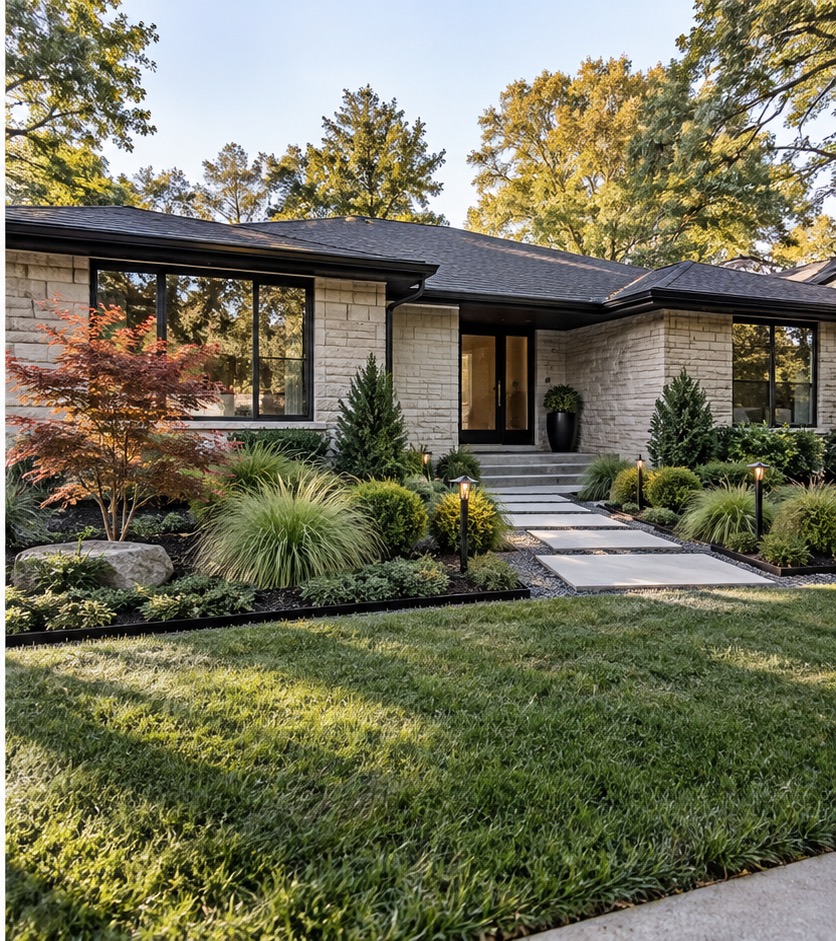 Concept rendering of a finished front yard