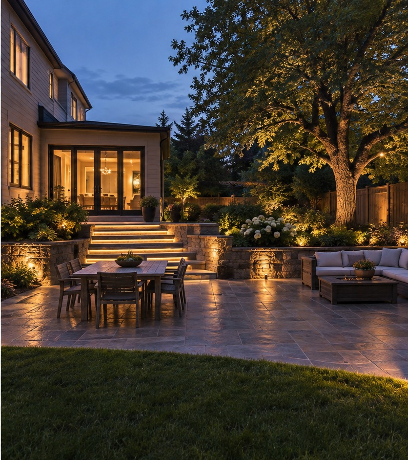 Concept rendering of an outdoor space with lighting