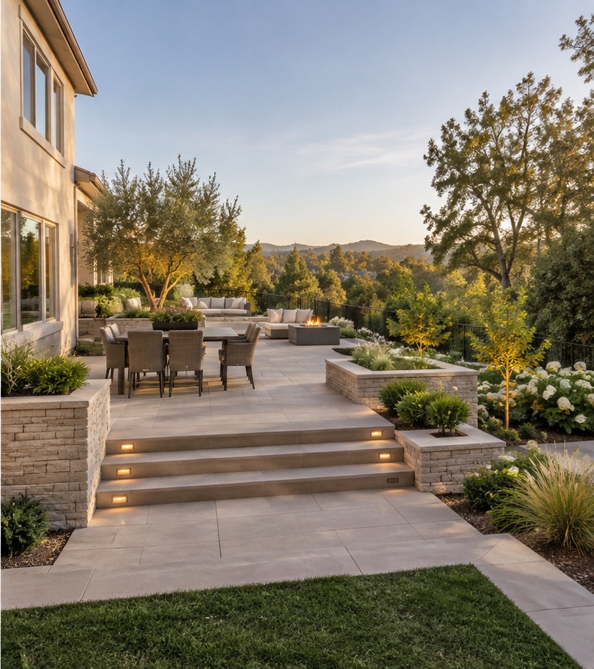 Concept rendering of a paver patio with seating