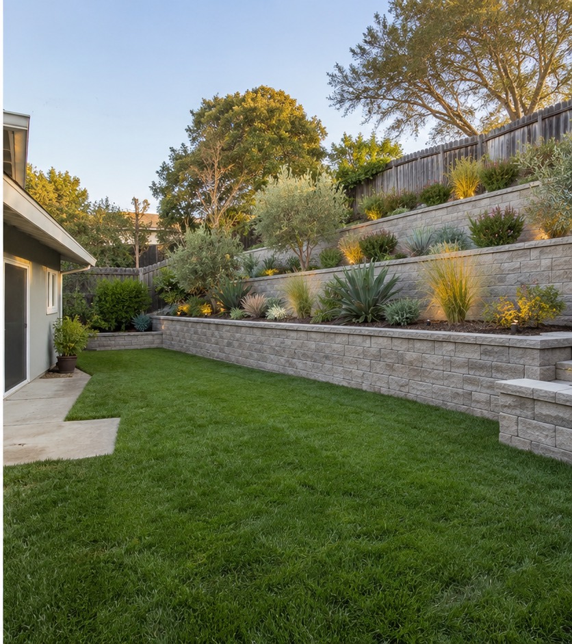 Concept rendering of a terraced retaining wall